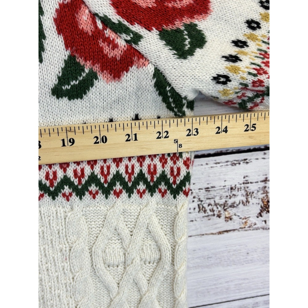Vintage Y2K Mossimo Rose Cable Knit Sweater M Cottagecore Romantic Fair Isle - Picture 8 of 8